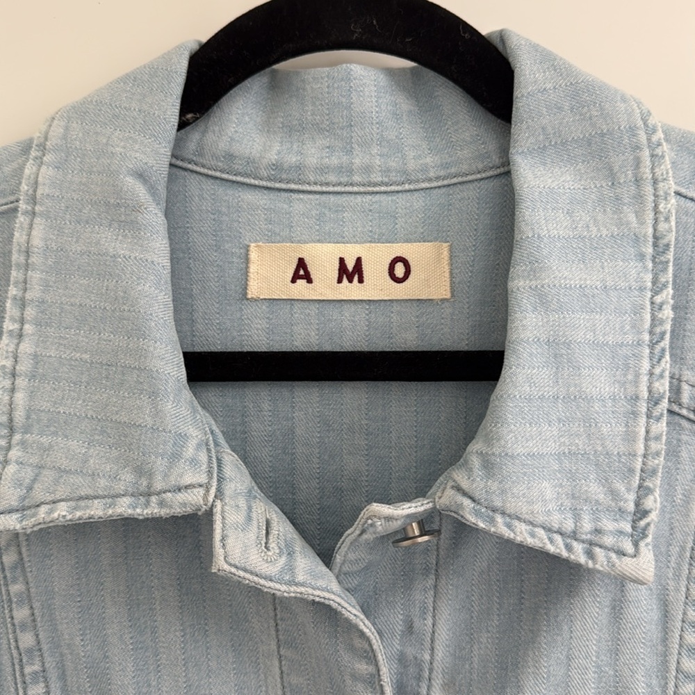 AMO Cropped Denim Jacket, Sz L - Picture 3 of 12